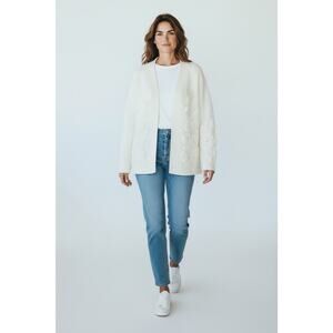 Vintage Sears Women’s Cream Embroidered Cardigan Size Medium